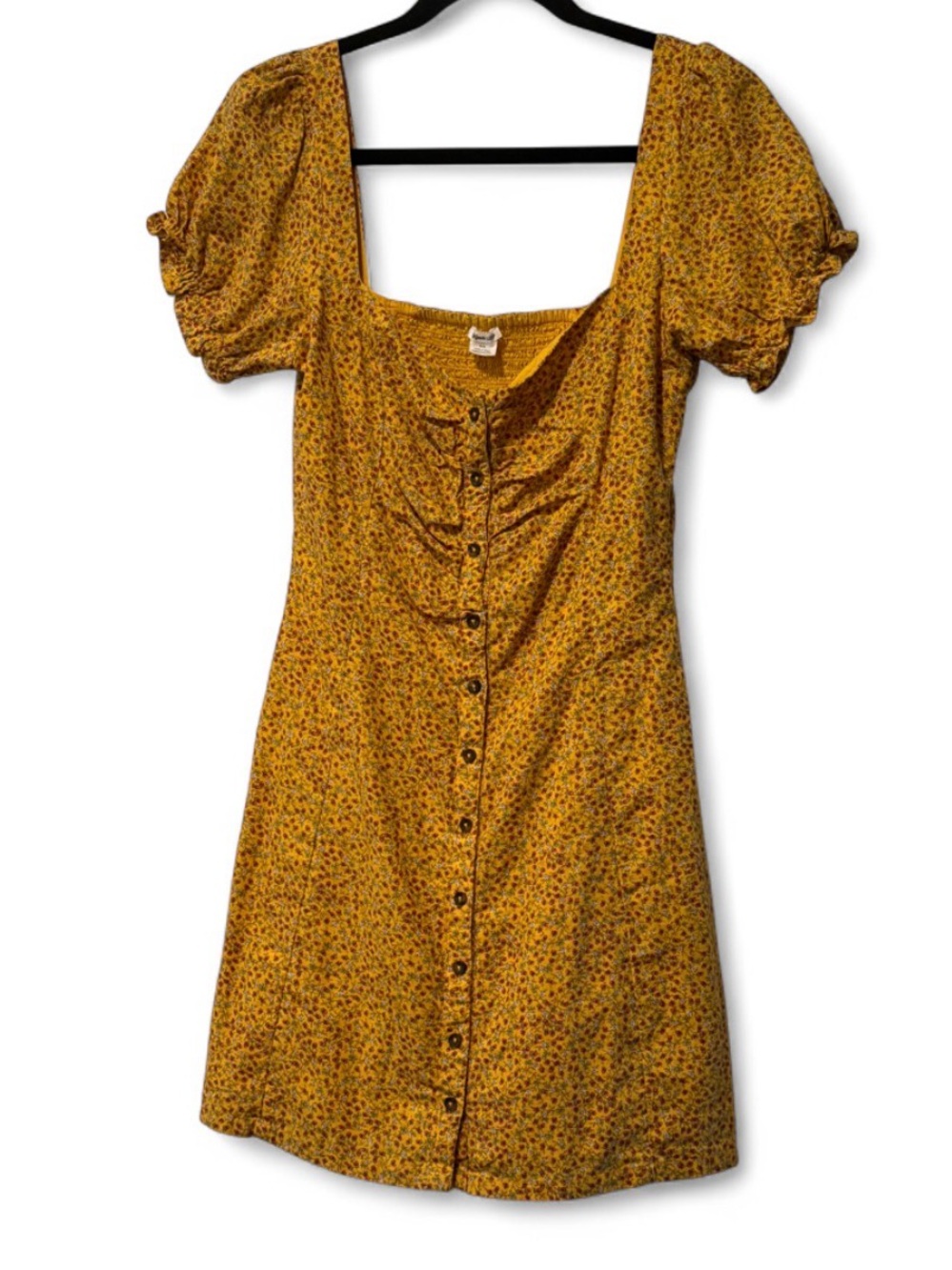 Women’s Mustard NWT Kimchi Blue Urban Outfitters Floral Nina Milkmaid Mini dress